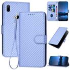 For Huawei P Smart Z YX0070 Carbon Fiber Buckle Leather Phone Case with Lanyard(Light Purple) - 1