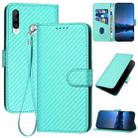 For Huawei P30 Llite / Nova 4e YX0070 Carbon Fiber Buckle Leather Phone Case with Lanyard(Light Blue) - 1