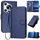 For Huawei Pura 70 YX0070 Carbon Fiber Buckle Leather Phone Case with Lanyard(Royal Blue) - 1