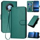 For Huawei Enjoy 50 Pro / nova Y90 YX0070 Carbon Fiber Buckle Leather Phone Case with Lanyard(Dark Green) - 1