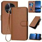 For Huawei nova 12i YX0070 Carbon Fiber Buckle Leather Phone Case with Lanyard(Coffee) - 1