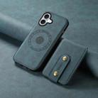 For iPhone 16 Plus Denior D14 NK Retro Pattern MagSafe Magnetic Card Holder Leather Phone Case(Blue) - 2