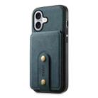 For iPhone 16 Plus Denior D14 NK Retro Pattern MagSafe Magnetic Card Holder Leather Phone Case(Blue) - 3
