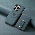 For iPhone 16 Pro Denior D14 NK Retro Pattern MagSafe Magnetic Card Holder Leather Phone Case(Blue) - 2