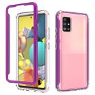 For Samsung Galaxy A51 5G Shockproof TPU Frame + Clear PC Back Case + Front PET Screen Protector(Purple) - 1