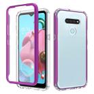 For LG K51 Shockproof TPU Frame + Clear PC Back Case + Front PET Screen Protector(Purple) - 1