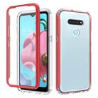 For LG K51 Shockproof TPU Frame + Clear PC Back Case + Front PET Screen Protector(Red) - 1