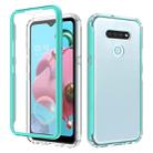 For LG K51 Shockproof TPU Frame + Clear PC Back Case + Front PET Screen Protector(Green) - 1