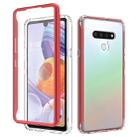 For LG Q Stylo 6 Shockproof TPU Frame + Clear PC Back Case + Front PET Screen Protector(Red) - 1