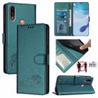 For Motorola Moto E7 Power Cat Rat Embossed Pattern RFID Leather Phone Case with Lanyard(Peacock Green) - 1