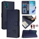 For Motorola Moto E13 4G Cat Rat Embossed Pattern RFID Leather Phone Case with Lanyard(Blue) - 1