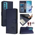 For Motorola Edge 30 Cat Rat Embossed Pattern RFID Leather Phone Case with Lanyard(Blue) - 1