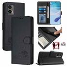 For Motorola Edge 30 Neo Cat Rat Embossed Pattern RFID Leather Phone Case with Lanyard(Black) - 1