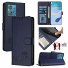 For Motorola Edge 40 Neo 5G Cat Rat Embossed Pattern RFID Leather Phone Case with Lanyard(Blue) - 1