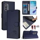 For Motorola Edge 2022 Cat Rat Embossed Pattern RFID Leather Phone Case with Lanyard(Blue) - 1