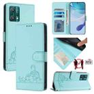 For Motorola Edge+ 2023/Moto X40 Cat Rat Embossed Pattern RFID Leather Phone Case with Lanyard(Mint Green) - 1