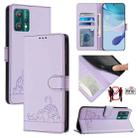 For Motorola Edge+ 2023/Moto X40 Cat Rat Embossed Pattern RFID Leather Phone Case with Lanyard(Purple) - 1