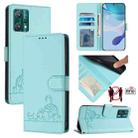 For Motorola Edge 40 Pro 5G Cat Rat Embossed Pattern RFID Leather Phone Case with Lanyard(Mint Green) - 1