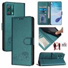 For Motorola Edge 40 Pro 5G Cat Rat Embossed Pattern RFID Leather Phone Case with Lanyard(Peacock Green) - 1