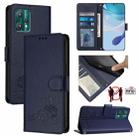 For Motorola Edge 40 Pro 5G Cat Rat Embossed Pattern RFID Leather Phone Case with Lanyard(Blue) - 1