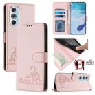 For Motorola Edge X30 5G/30 Pro Cat Rat Embossed Pattern RFID Leather Phone Case with Lanyard(Pink) - 1