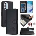 For Motorola Edge X30 5G/30 Pro Cat Rat Embossed Pattern RFID Leather Phone Case with Lanyard(Black) - 1