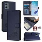 For Motorola Moto G 5G 2023 Cat Rat Embossed Pattern RFID Leather Phone Case with Lanyard(Blue) - 1