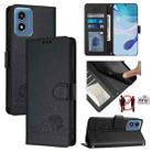 For Motorola Moto G Play 4G 2024 Global Cat Rat Embossed Pattern RFID Leather Phone Case with Lanyard(Black) - 1