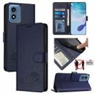 For Motorola Moto G Play 4G 2024 Global Cat Rat Embossed Pattern RFID Leather Phone Case with Lanyard(Blue) - 1