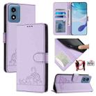 For Motorola Moto G Play 5G 2024 Global Cat Rat Embossed Pattern RFID Leather Phone Case with Lanyard(Purple) - 1