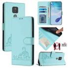 For Motorola Moto G Play 2021 Cat Rat Embossed Pattern RFID Leather Phone Case with Lanyard(Mint Green) - 1