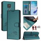 For Motorola Moto G Play 2021 Cat Rat Embossed Pattern RFID Leather Phone Case with Lanyard(Peacock Green) - 1