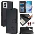 For Motorola Moto G Power 5G 2024 Cat Rat Embossed Pattern RFID Leather Phone Case with Lanyard(Black) - 1