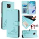 For Motorola Moto G Power 2021 Cat Rat Embossed Pattern RFID Leather Phone Case with Lanyard(Mint Green) - 1