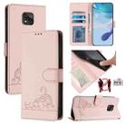 For Motorola Moto G Power 2021 Cat Rat Embossed Pattern RFID Leather Phone Case with Lanyard(Pink) - 1