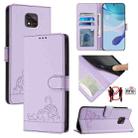 For Motorola Moto G Power 2021 Cat Rat Embossed Pattern RFID Leather Phone Case with Lanyard(Purple) - 1