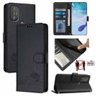 For Motorola Moto G Power 2022 Cat Rat Embossed Pattern RFID Leather Phone Case with Lanyard(Black) - 1