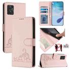 For Motorola Moto G Power 2023 Cat Rat Embossed Pattern RFID Leather Phone Case with Lanyard(Pink) - 1