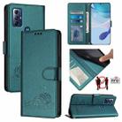 For Motorola G Pure/Moto G Play 2023 Cat Rat Embossed Pattern RFID Leather Phone Case with Lanyard(Peacock Green) - 1