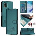 For Motorola Moto G Stylus 5G 2021 Cat Rat Embossed Pattern RFID Leather Phone Case with Lanyard(Peacock Green) - 1