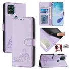 For Motorola Moto G Stylus 5G 2021 Cat Rat Embossed Pattern RFID Leather Phone Case with Lanyard(Purple) - 1