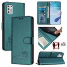 For Motorola Moto G Stylus 2021 4G Cat Rat Embossed Pattern RFID Leather Phone Case with Lanyard(Peacock Green) - 1