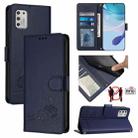 For Motorola Moto G Stylus 2021 4G Cat Rat Embossed Pattern RFID Leather Phone Case with Lanyard(Blue) - 1