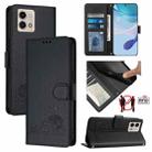 For Motorola Moto G Stylus 2023 4G Cat Rat Embossed Pattern RFID Leather Phone Case with Lanyard(Black) - 1