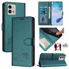 For Motorola Moto G Stylus 2023 4G Cat Rat Embossed Pattern RFID Leather Phone Case with Lanyard(Peacock Green) - 1