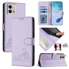 For Motorola Moto G Stylus 5G 2023 Cat Rat Embossed Pattern RFID Leather Phone Case with Lanyard(Purple) - 1