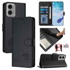 For Motorola Moto G04 4G Global Cat Rat Embossed Pattern RFID Leather Phone Case with Lanyard(Black) - 1