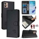 For Motorola Moto G32 Cat Rat Embossed Pattern RFID Leather Phone Case with Lanyard(Black) - 1