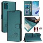 For Motorola Moto G42 Cat Rat Embossed Pattern RFID Leather Phone Case with Lanyard(Peacock Green) - 1