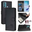 For Motorola Moto G60/G40 Fusion Cat Rat Embossed Pattern RFID Leather Phone Case with Lanyard(Black) - 1